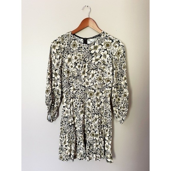 Zara Basic Floral Mini Dress High Neck XS - Picture 3 of 4